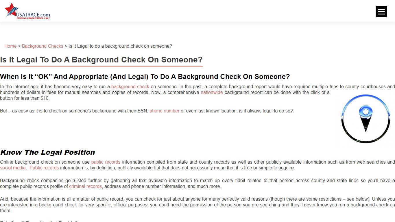 Is it Legal to do a background check on someone? - USATrace.com